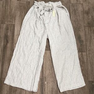 NWT Max Studio Black and White Striped Linen Pants